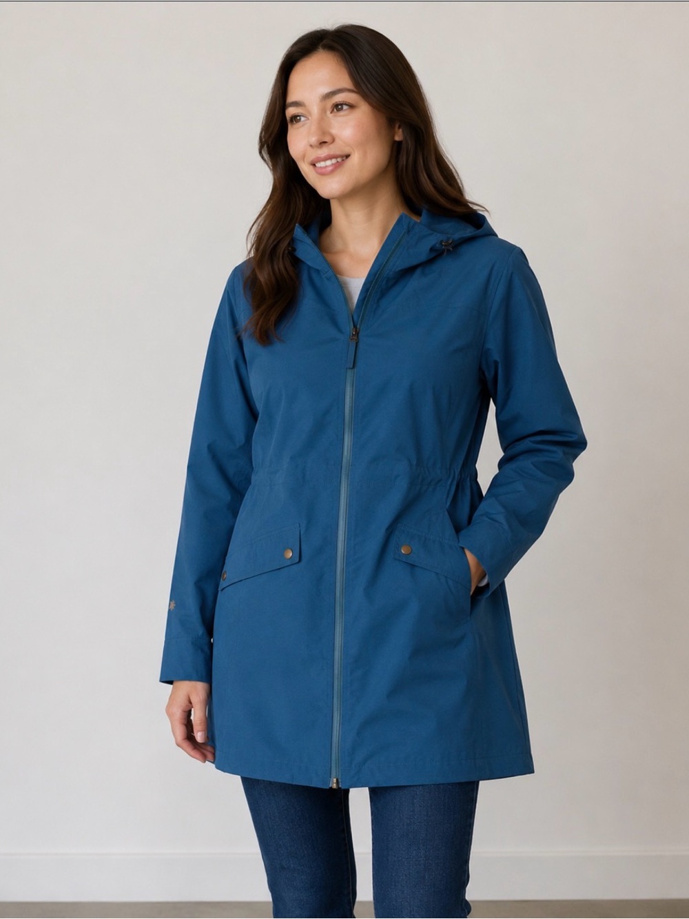 tek gear Women’s Hooded Rain Coat - Teal Blue Size Small